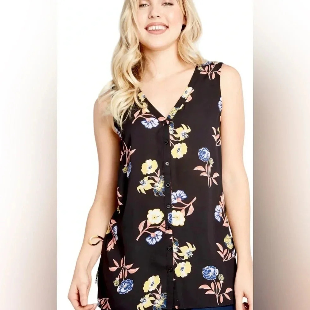 ModCloth Floral Simple Decision Sleeveless Tunic Top